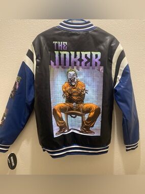 Members Only Batman The Joker DC Bomber Varsity Jacket Mens Medium